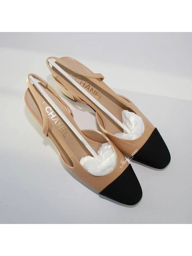 Goatskin Grosgrain Slingback Heel Beige Chanel Glitter Shoes