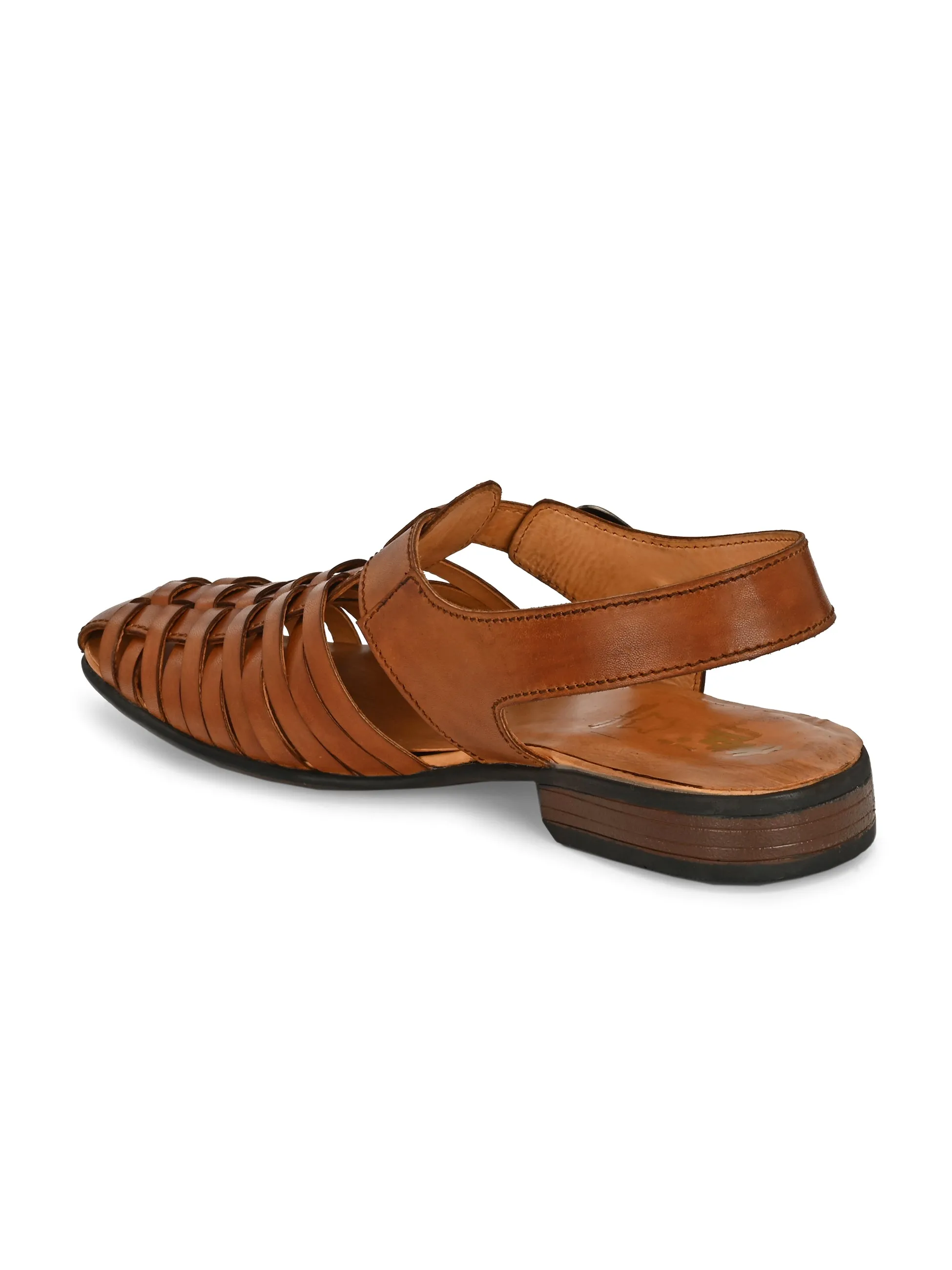 Ajrakh Strappy Leather Roman Sandals Pearl Sandals Heels