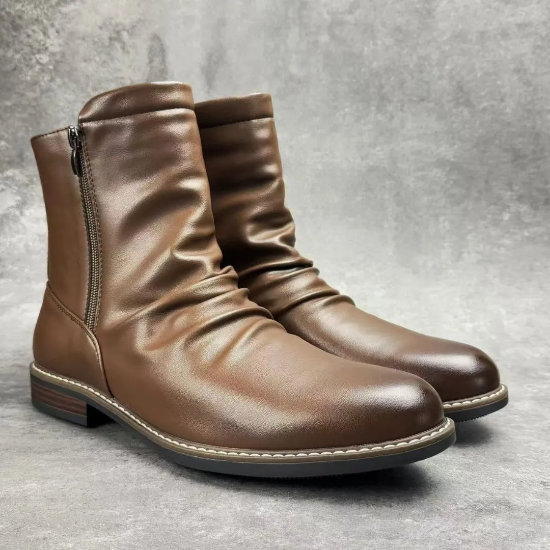Griffin Ruched Leather Boots Saltwater Duck Boots
