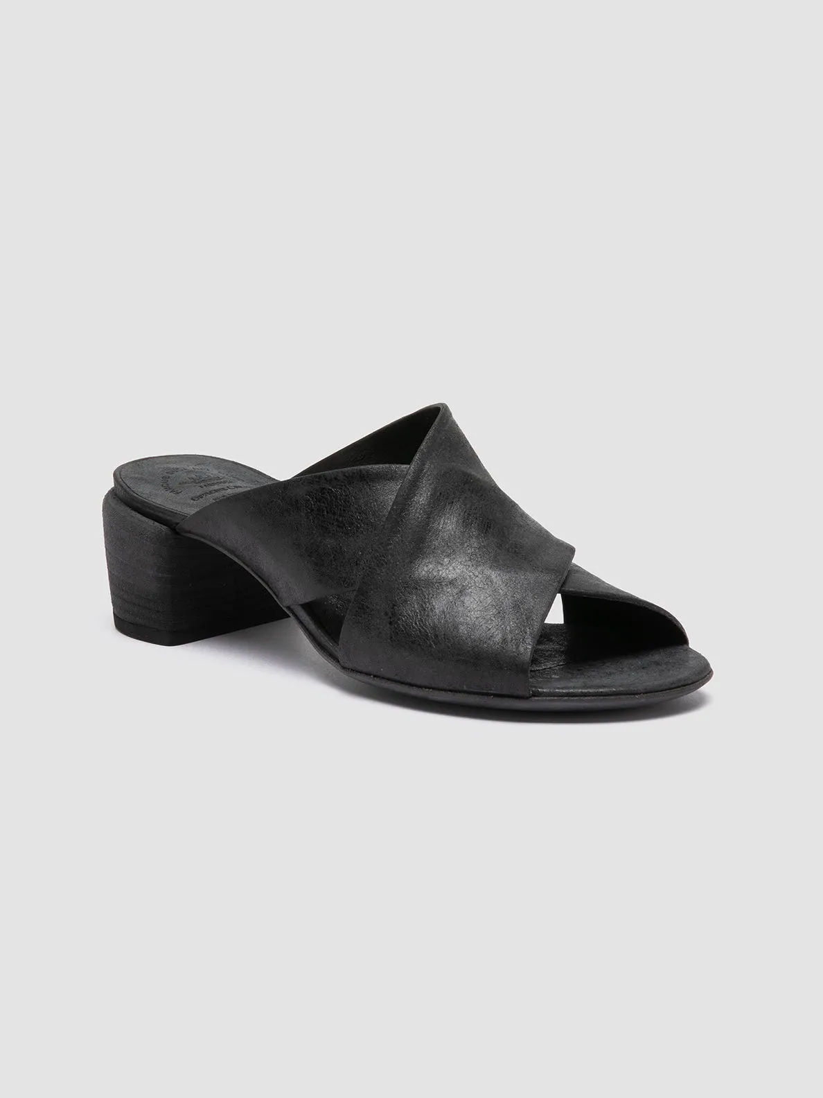 HADRY 007 - Black Leather Slide Sandals Sandals Brickstone