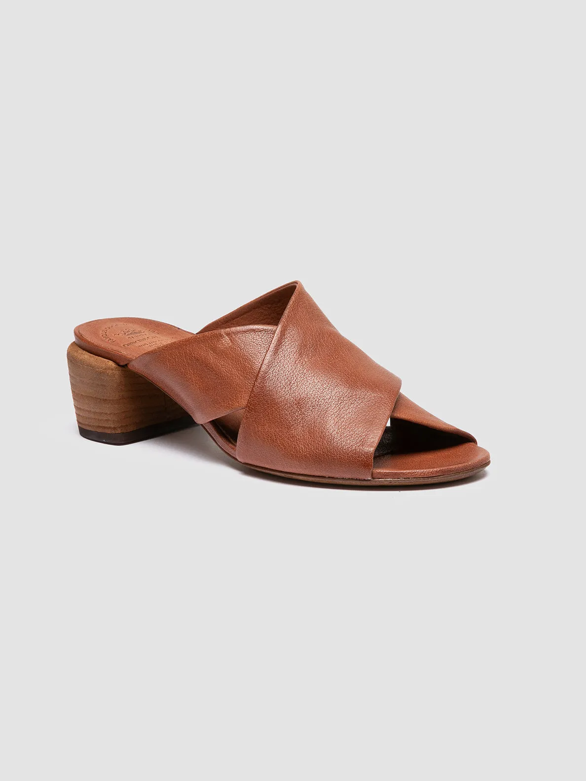 Closed Toe Platform Sandals HADRY 007 - Brown Leather Slide Sandals