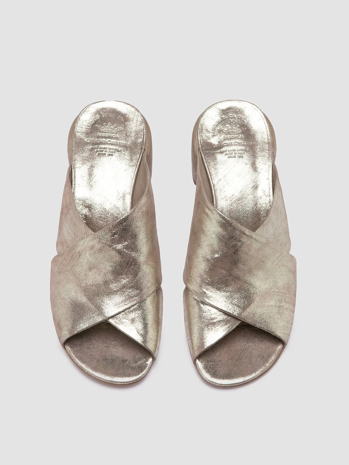 Leather Strap Sandals HADRY 007 - Gold Leather Slide Sandals