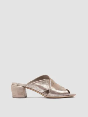 HADRY 007 - Gold Leather Slide Sandals Rainbow Sandals