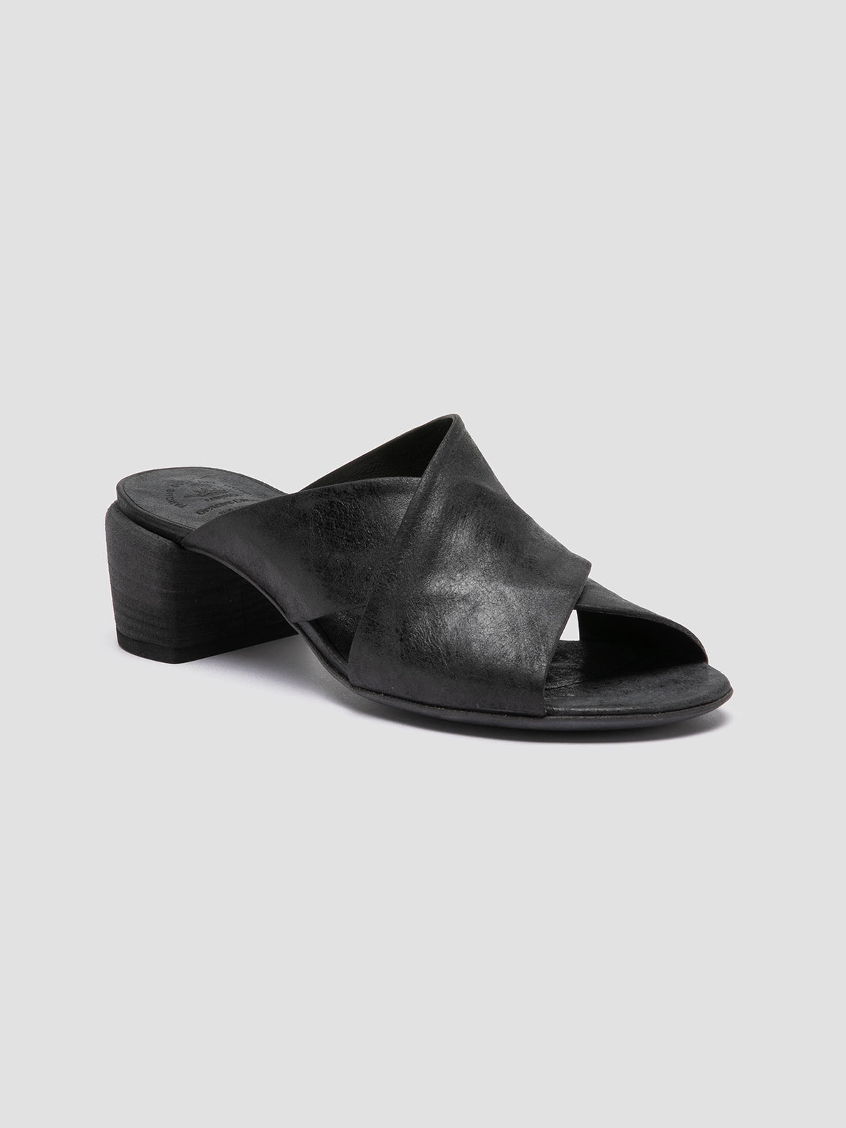 HADRY 007 - Black Leather Slide Sandals Summer Platform Sandals