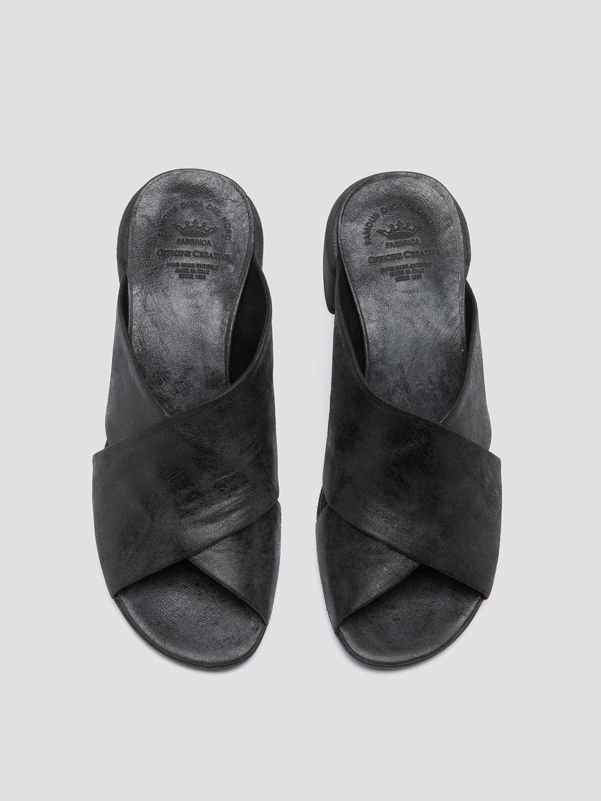 HADRY 007 - Black Leather Slide Sandals Sandals Kiyko