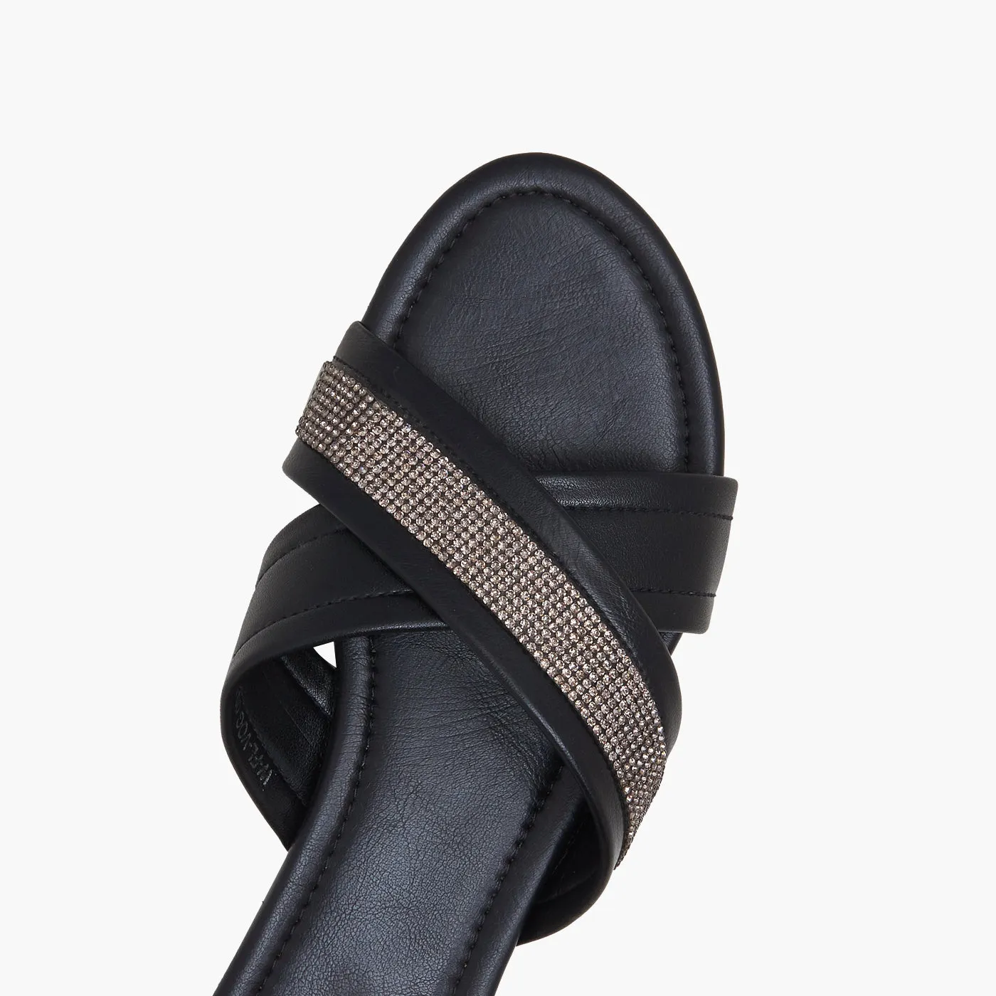 Women's Diamontees Flats Flat Mule Shoes