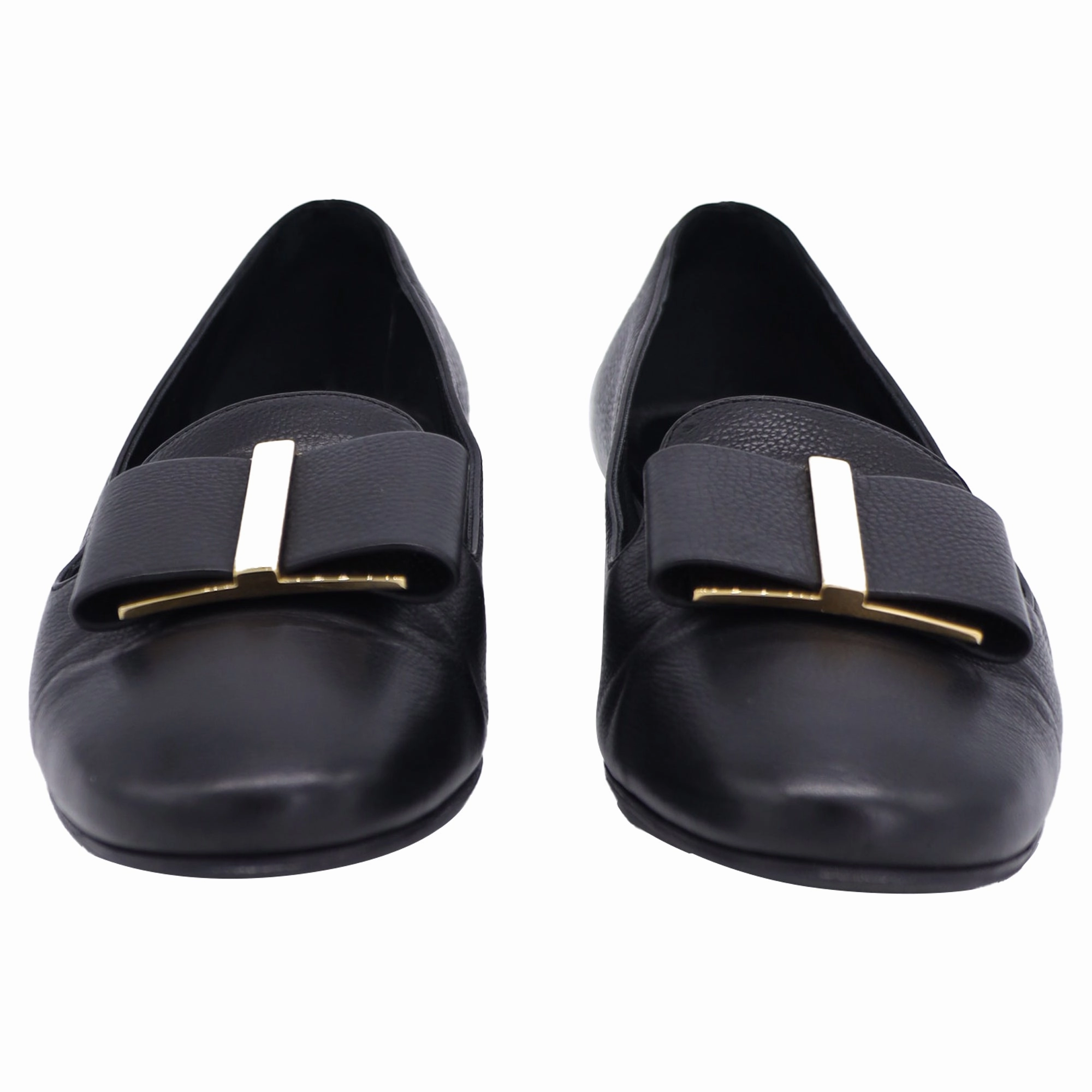 Salvatore Ferragamo Trifoglio Smoking Slippers in Black Leather Angler Fish Slippers