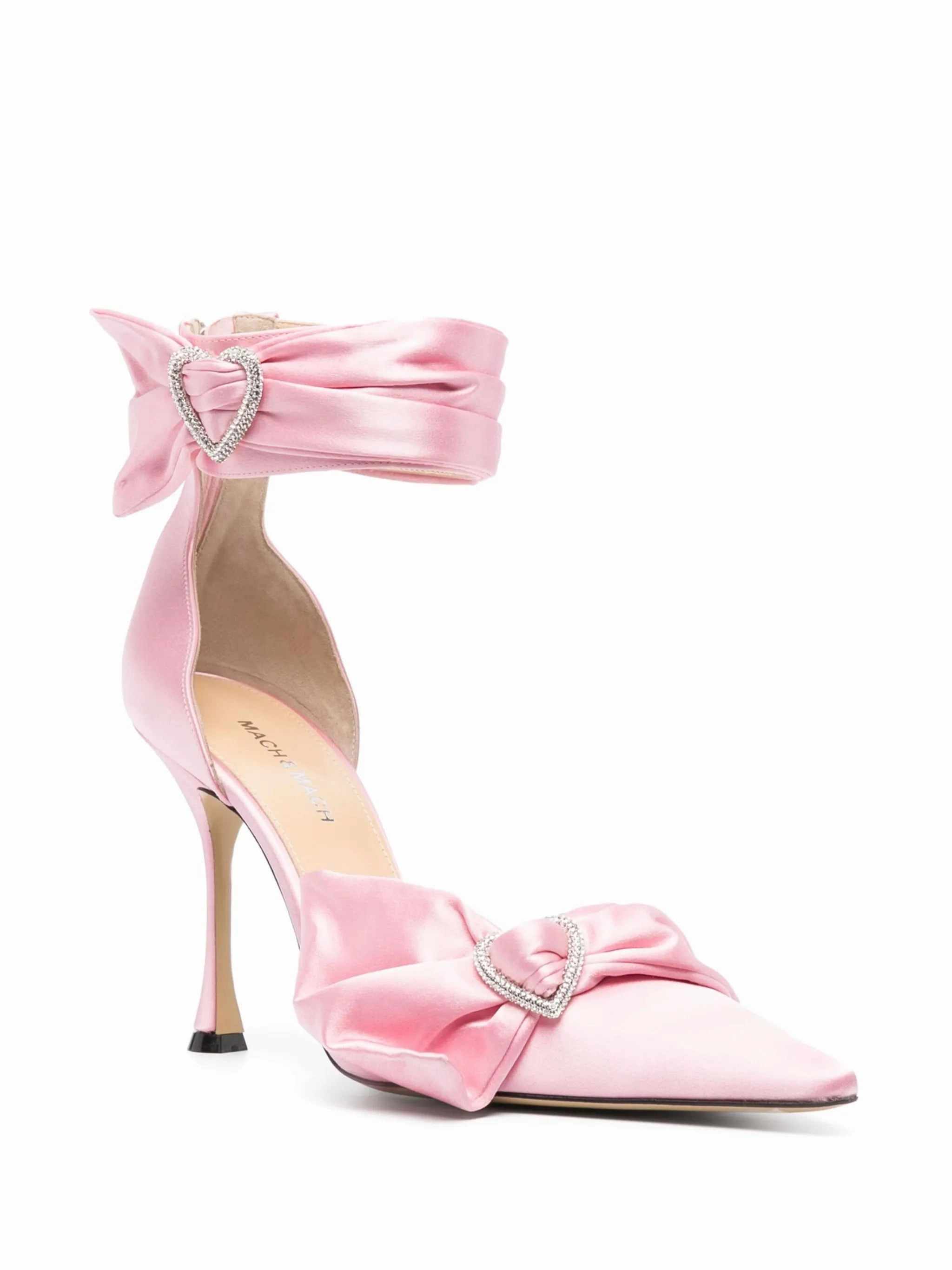 Kiwi Sandals Crystal Heart 105mm satin pumps