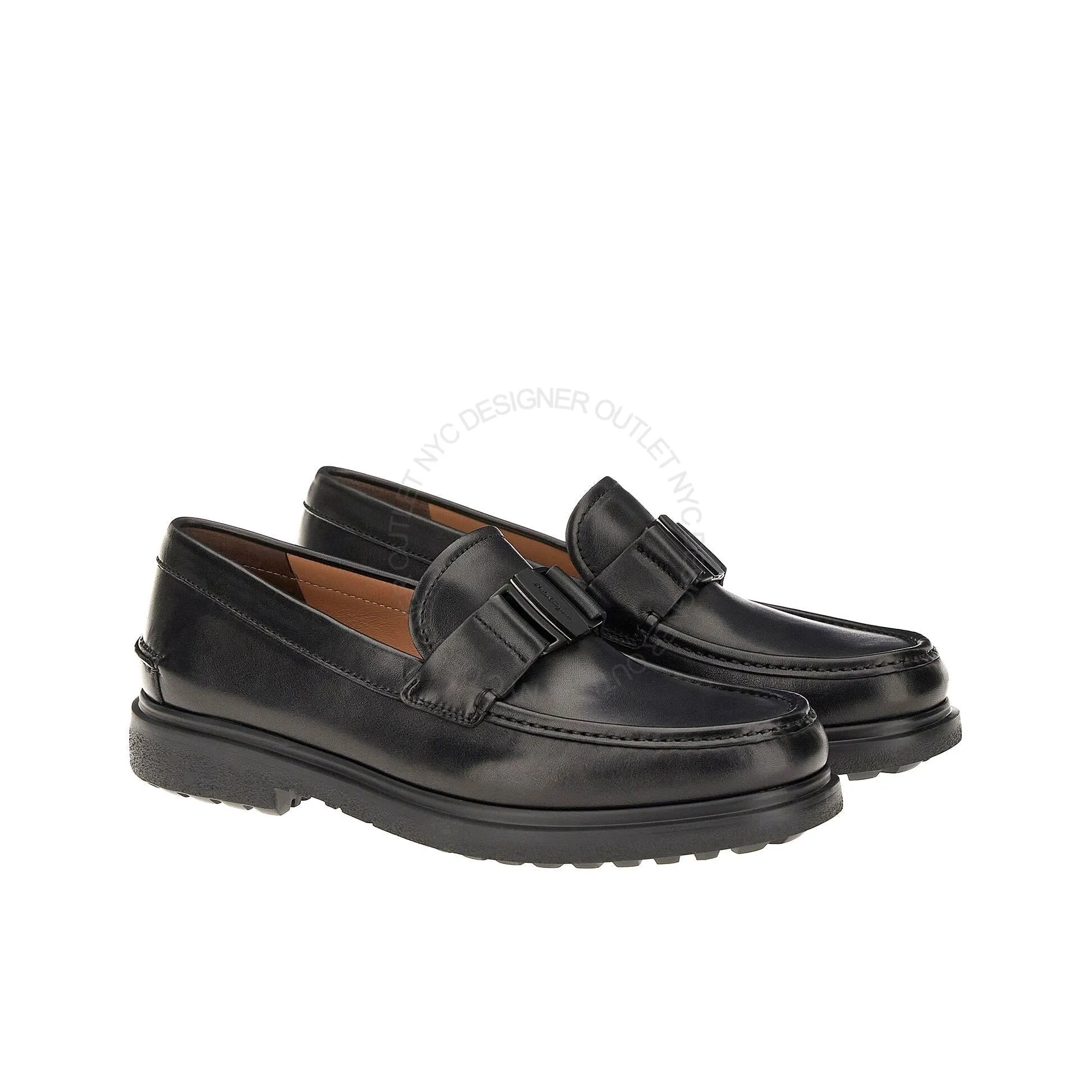 Snaffle Pebble Grain Leather Kiltie Loafers Ferragamo Plano Loafers