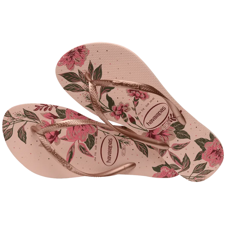 Strappy Heel Sandals HAVAIANAS SLIM ORGANIC - BALLET ROSE.GOLDEN BLUSH.PINK