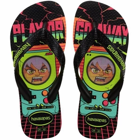 HAVAIANAS KIDS TOP HOLOGRAPHIC - LEMON GREEN.BLACK Custom Slide Sandals