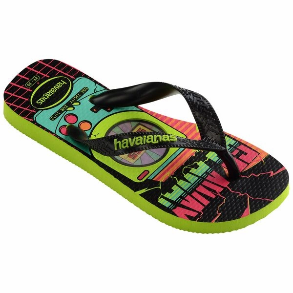 Infant Slippers HAVAIANAS KIDS TOP HOLOGRAPHIC - LEMON GREEN.BLACK