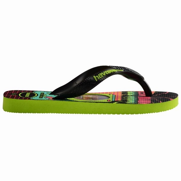 Slider Slippers For Ladies HAVAIANAS KIDS TOP HOLOGRAPHIC - LEMON GREEN.BLACK