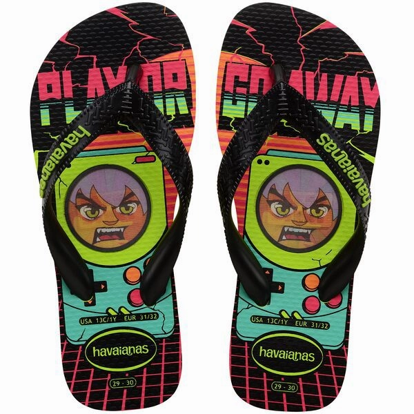 Vintage Daniel Green Slippers HAVAIANAS KIDS TOP HOLOGRAPHIC - LEMON GREEN.BLACK