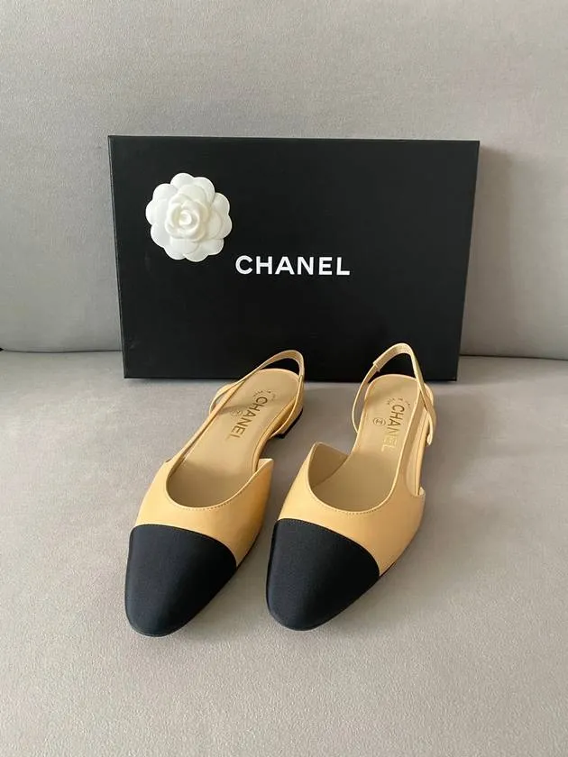 Hot Sex In High Heels Slingbacks Goatskin Grosgrain & Beige Black Chanel