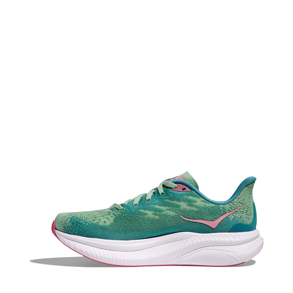 Chris Martin Hoka Women's Mach 6 Sneaker in Jadeite/Alpine Blue