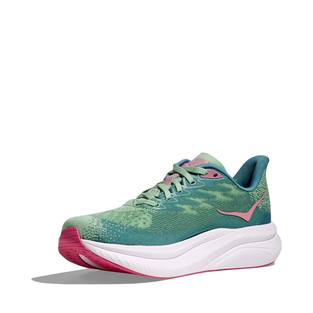 Hoka Women's Mach 6 Sneaker in Jadeite/Alpine Blue Clifton Shoes