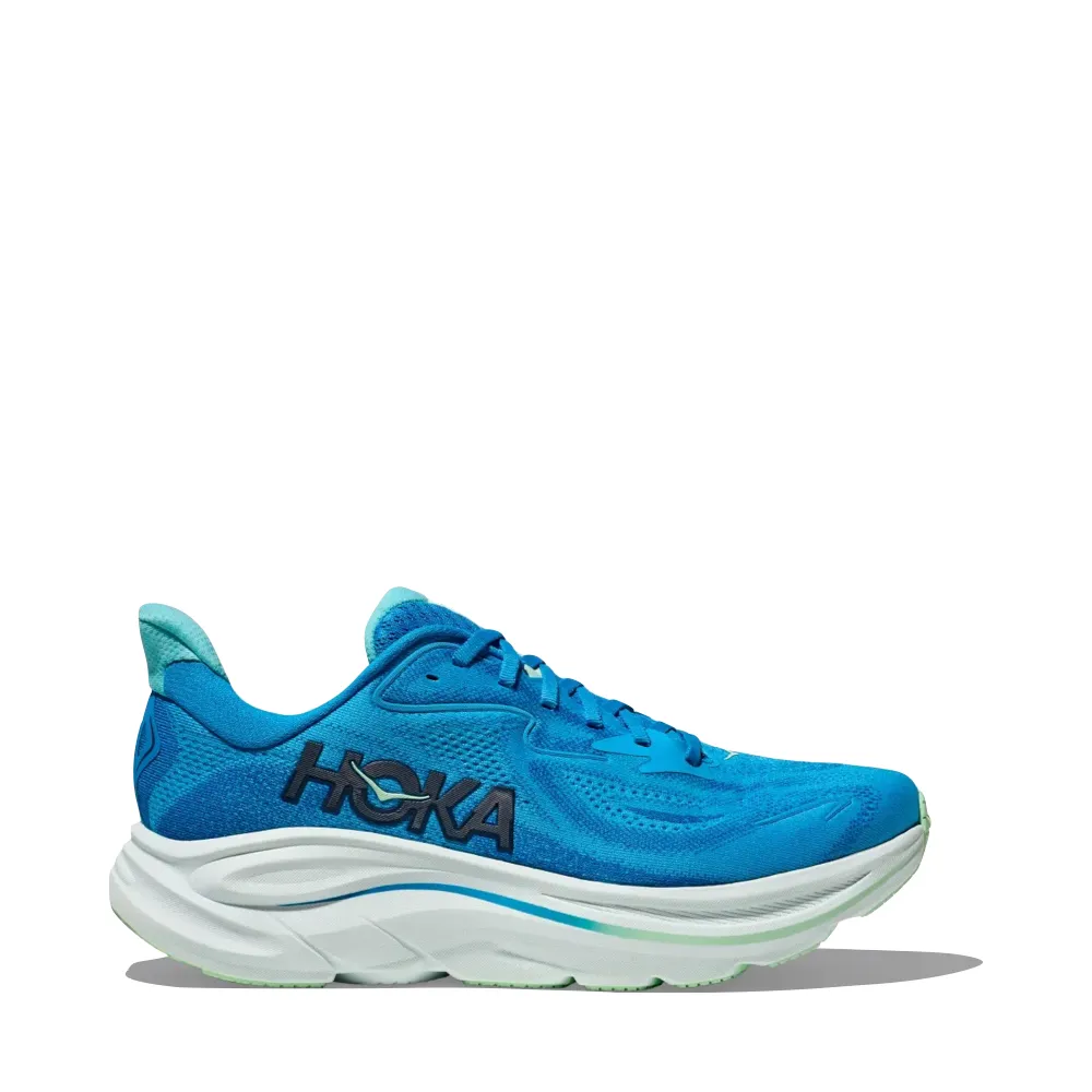 Walking Hoka Men's Clifton 10 Sneaker in Hoka Blue/Skyward Blue