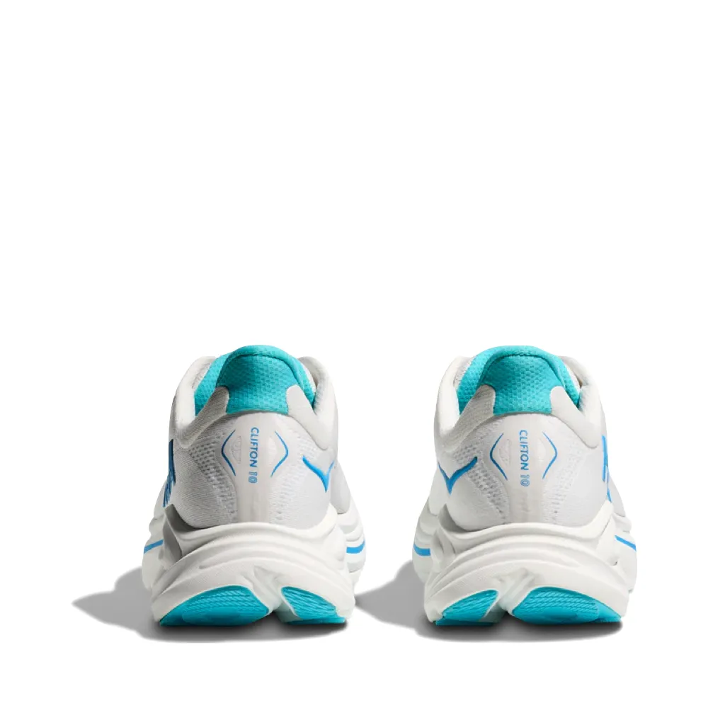 Shoes For Long Distance Hoka Men's Clifton 10 Sneaker in White/Skyward Blue