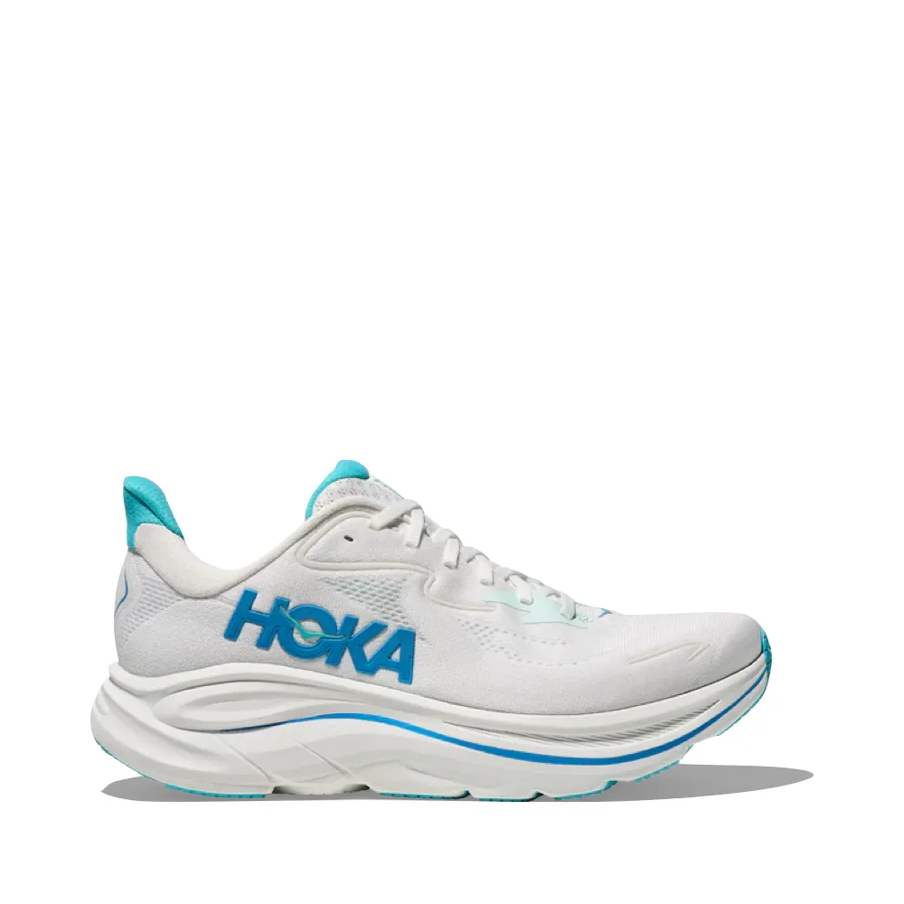 Hoka Men's Clifton 10 Sneaker in White/Skyward Blue Carbon X 3