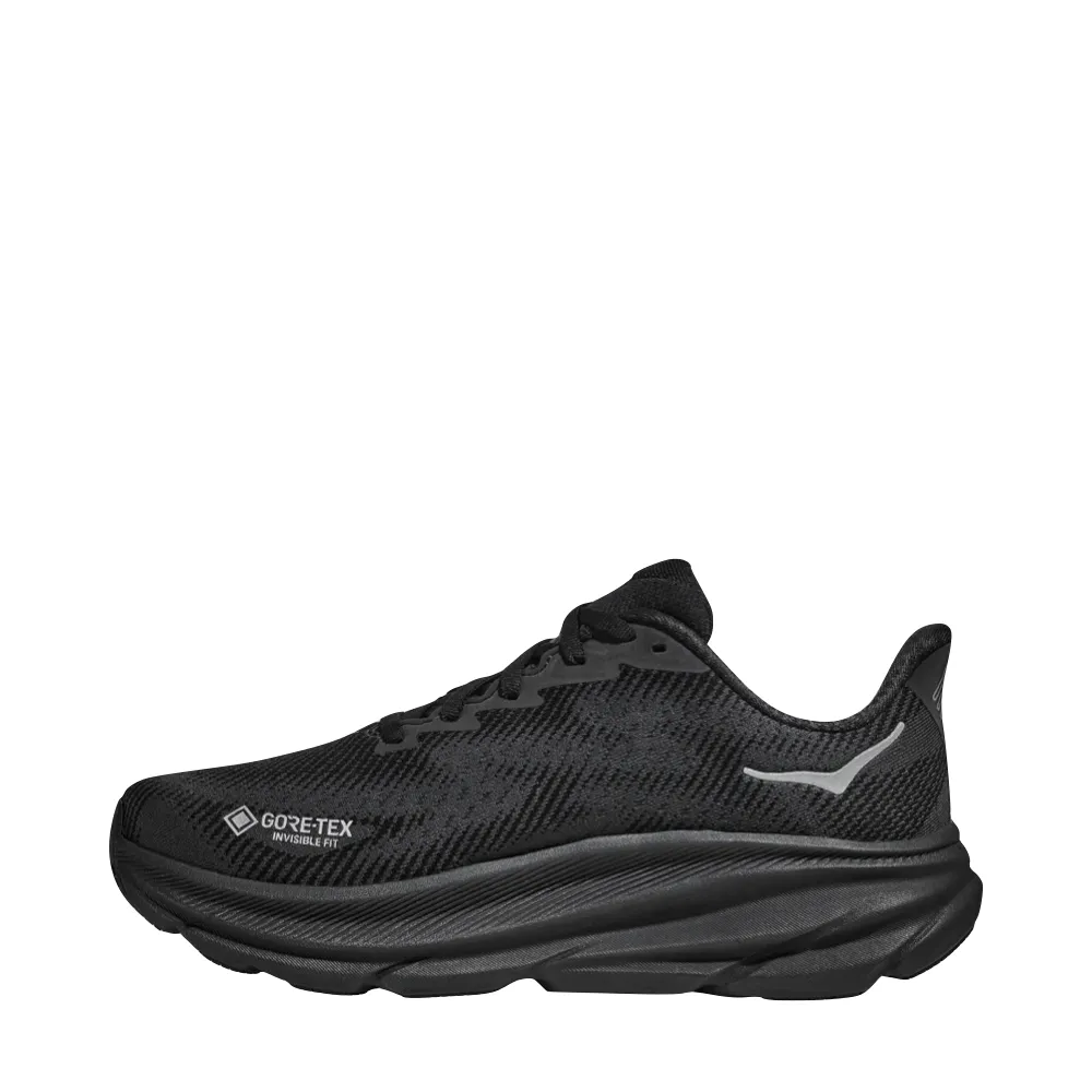 Hoka Men's Clifton 9 GTX Sneaker in Black/Black Washing Shoes In Washer