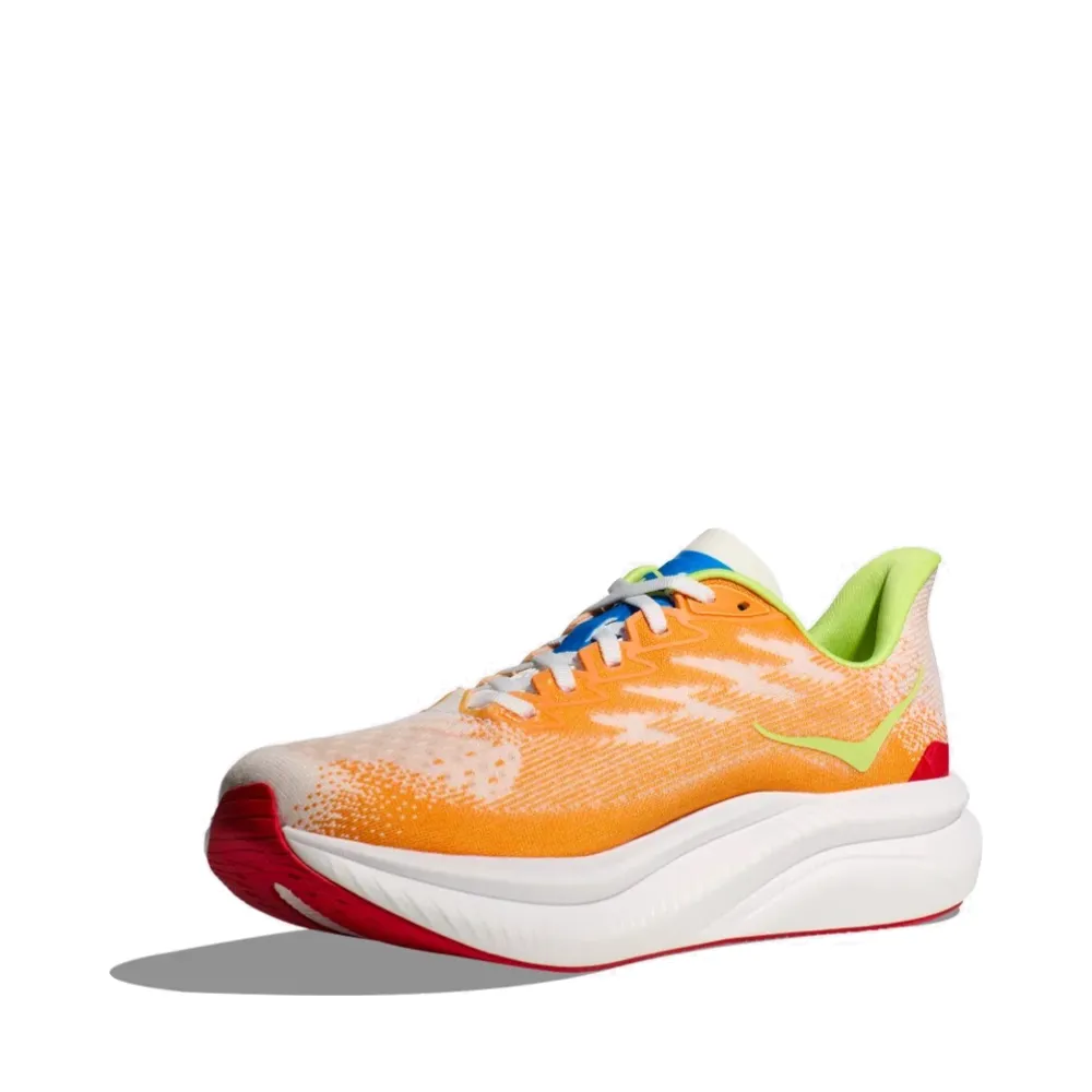 Hoka Men's Mach 6 Sneaker in White/Solar Flare Shoes For Lifting