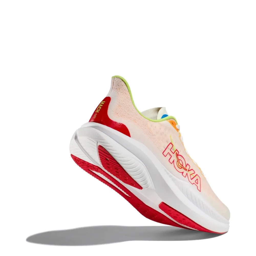 Mumbai Hoka Men's Mach 6 Sneaker in White/Solar Flare