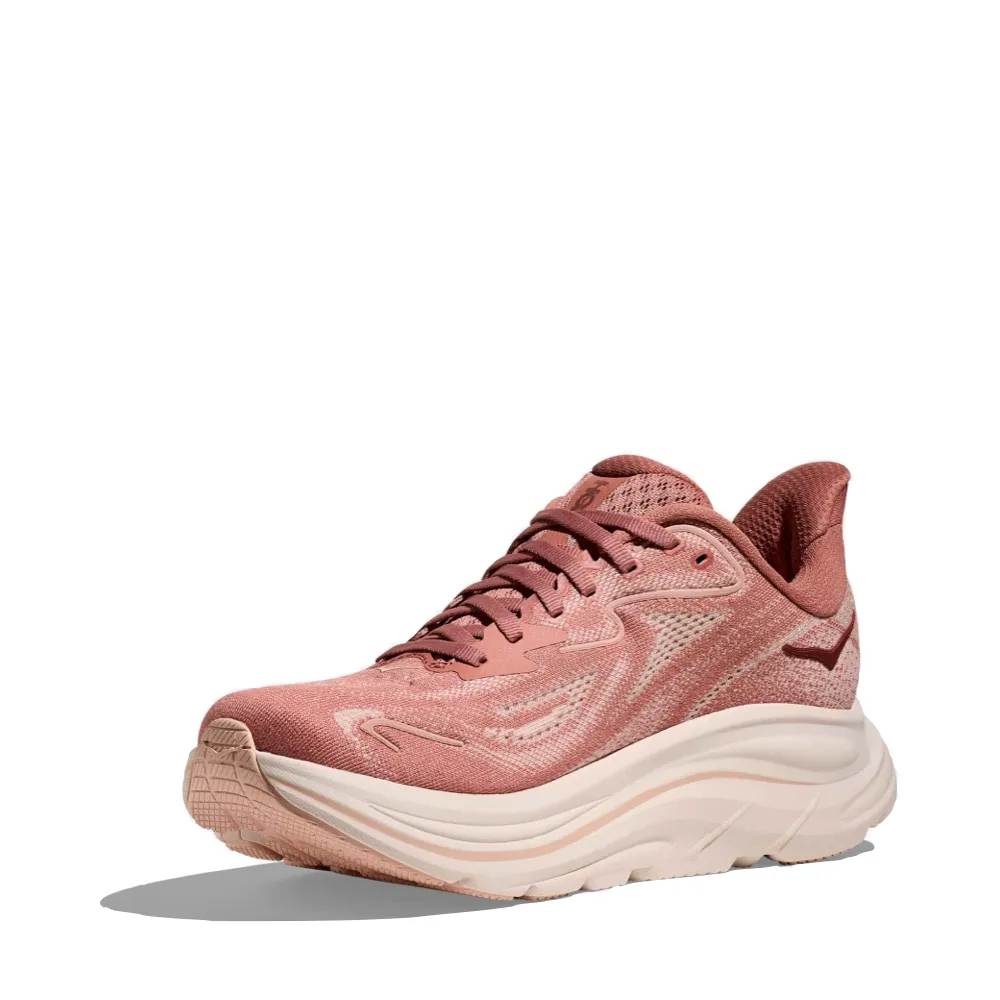Hoka Women's Clifton 10 Sneaker in Blush/Rose Latte Shoes Feet
