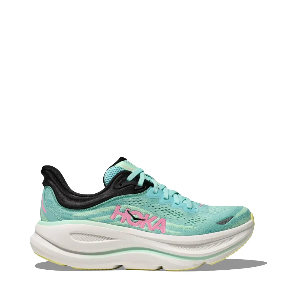 Last Year Hoka Women's Bondi 9 Sneaker in Blue Spark/Mint Fluorite