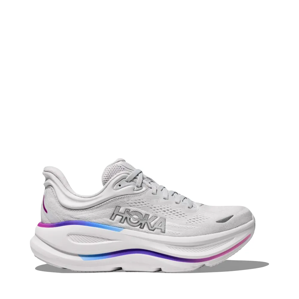 Hoka Women's Bondi 9 Sneaker in Cosmic Grey/White The Shoes