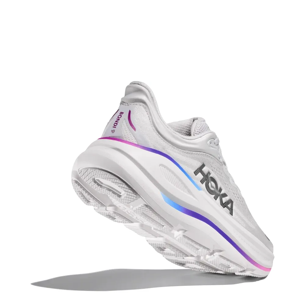 Hoka Women's Bondi 9 Sneaker in Cosmic Grey/White Lakeland