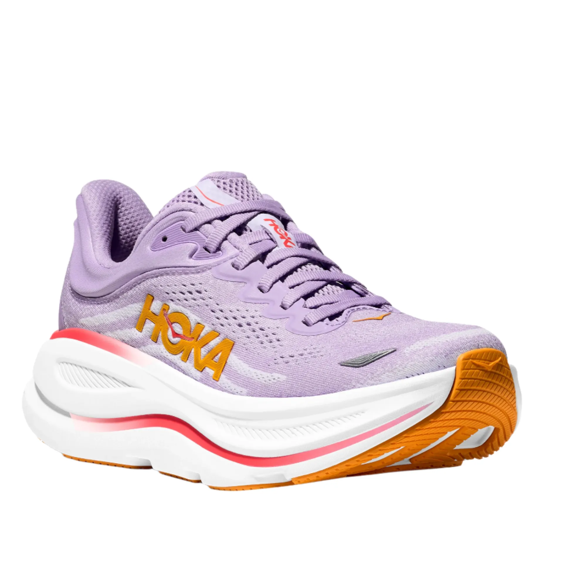 HOKA Women's Bondi 9 Ultra Cushioned Running Shoe - Aster Flower/Starlight Glow No Tie Shoes