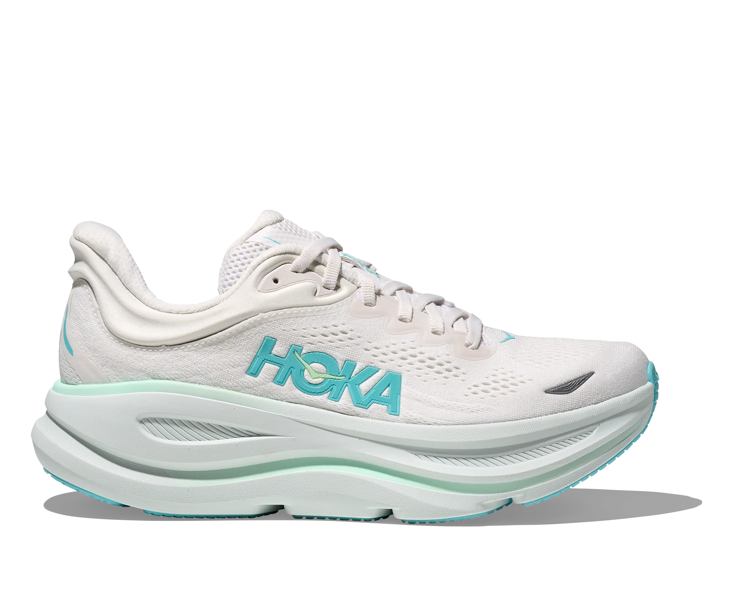 Size 7.5 HOKA Women's Bondi 9 Ultra Cushioned Running Shoe - Frost/Cielo Blue