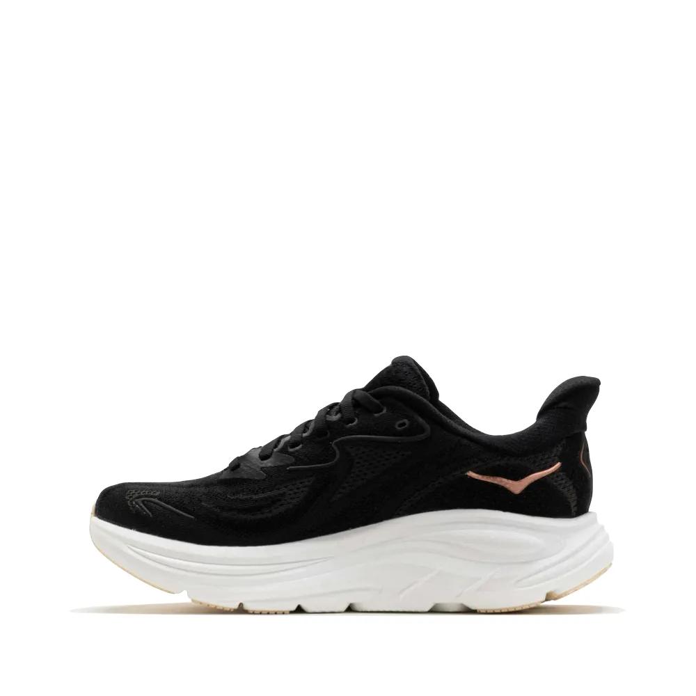 Hoka Women's Clifton 10 Sneaker in Black/Rose Gold Shoes In Chennai