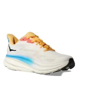 HOKA Women's Clifton 9 Sneaker - Blanc de Blanc/Swim Day Cleaning White