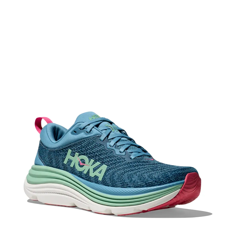 Manila Hoka Women's Gaviota 5 Running Sneaker in Alpine Blue/Jadeite