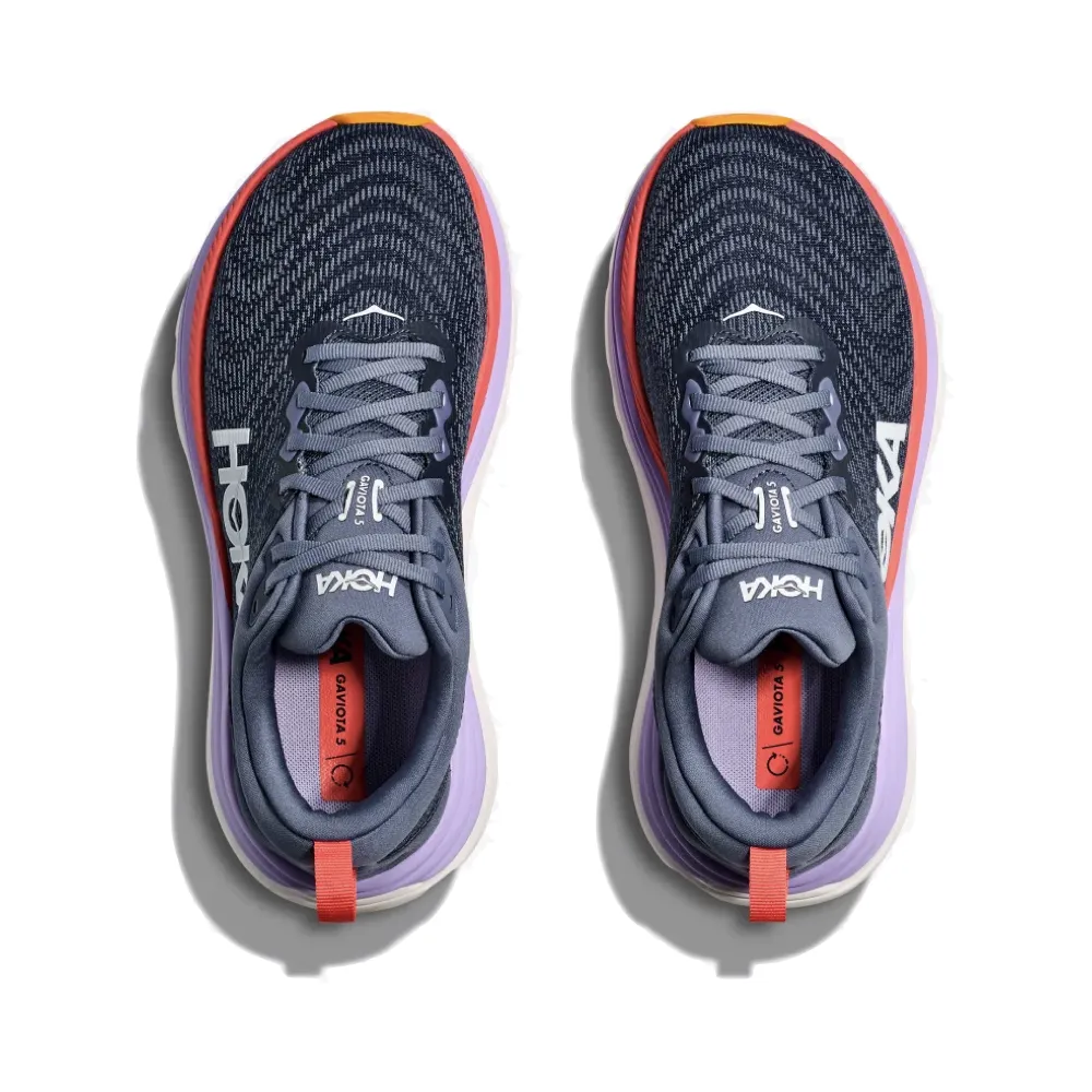 Hoka Women's Gaviota 5 Running Sneaker in Anchor/Grapefruit Plantar Fasciitis