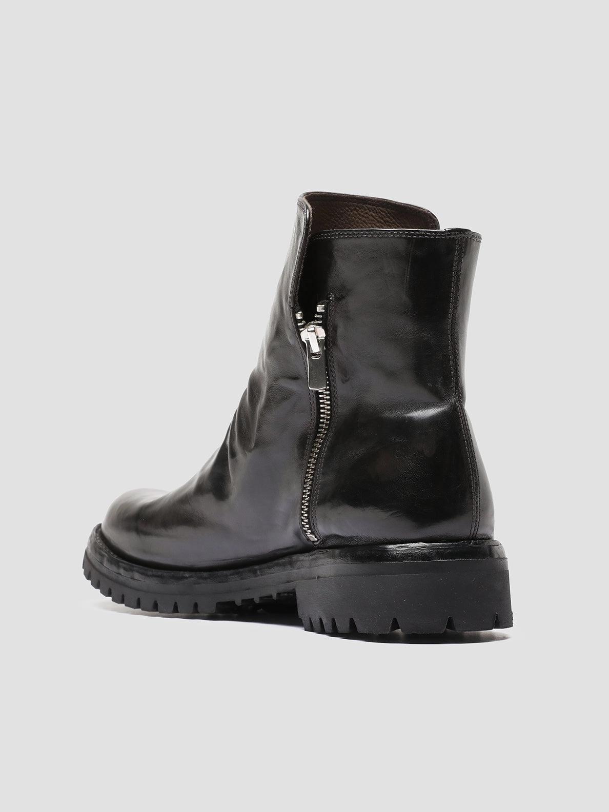 Knee High Boots No Heel IKONIC 004 - Grey Leather Zip Boots