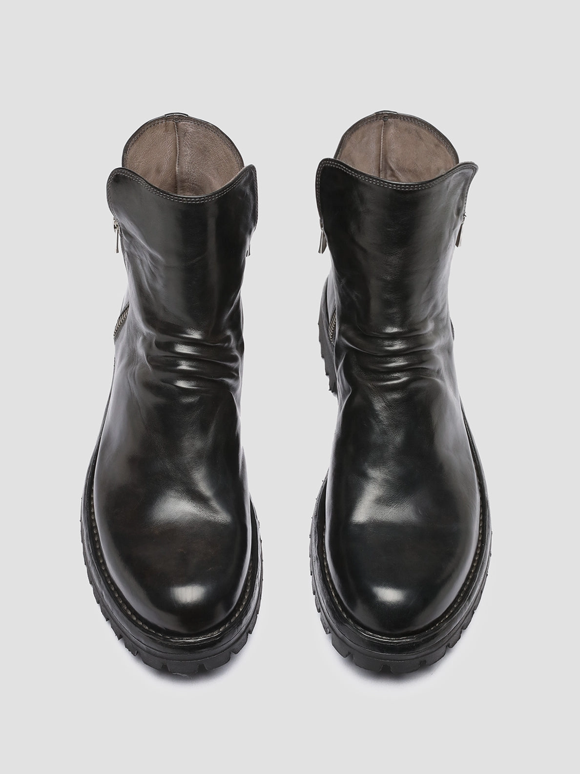 Big Boots IKONIC 004 - Grey Leather Zip Boots