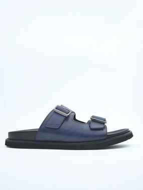 Back Open Slippers Kai Leather Double Strap Sliders