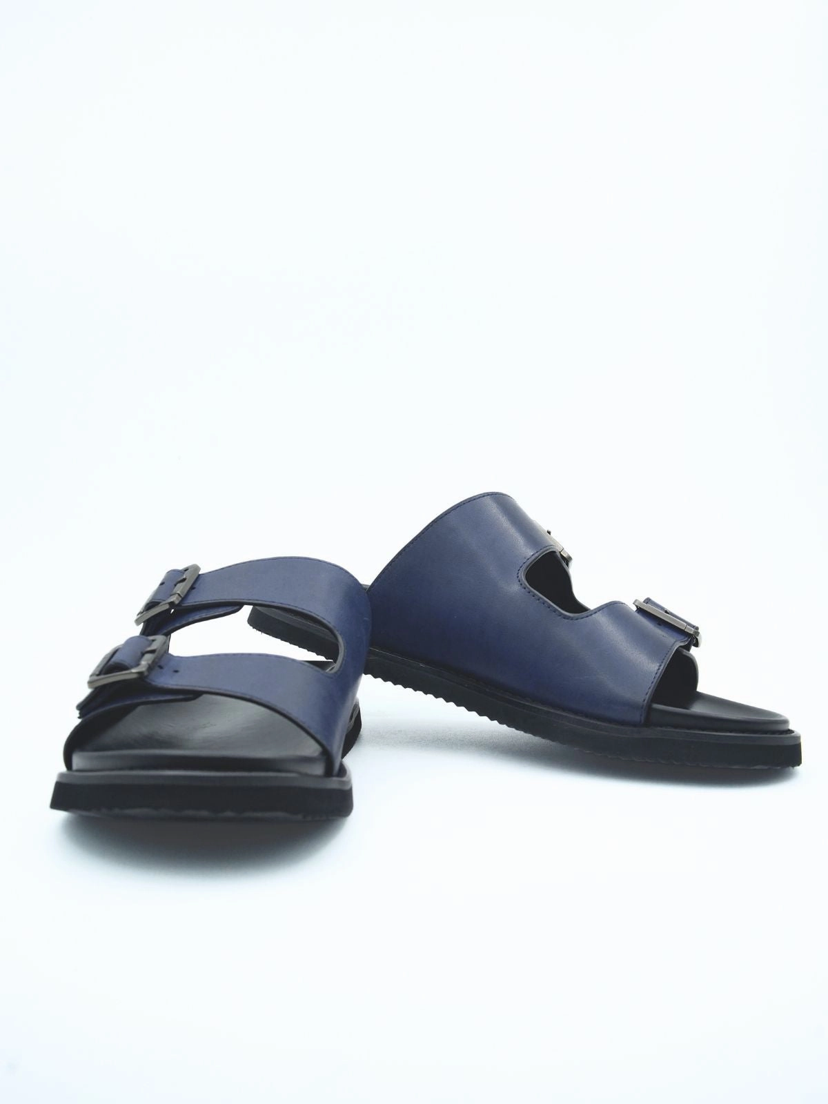 Kai Leather Double Strap Sliders Slippers Define