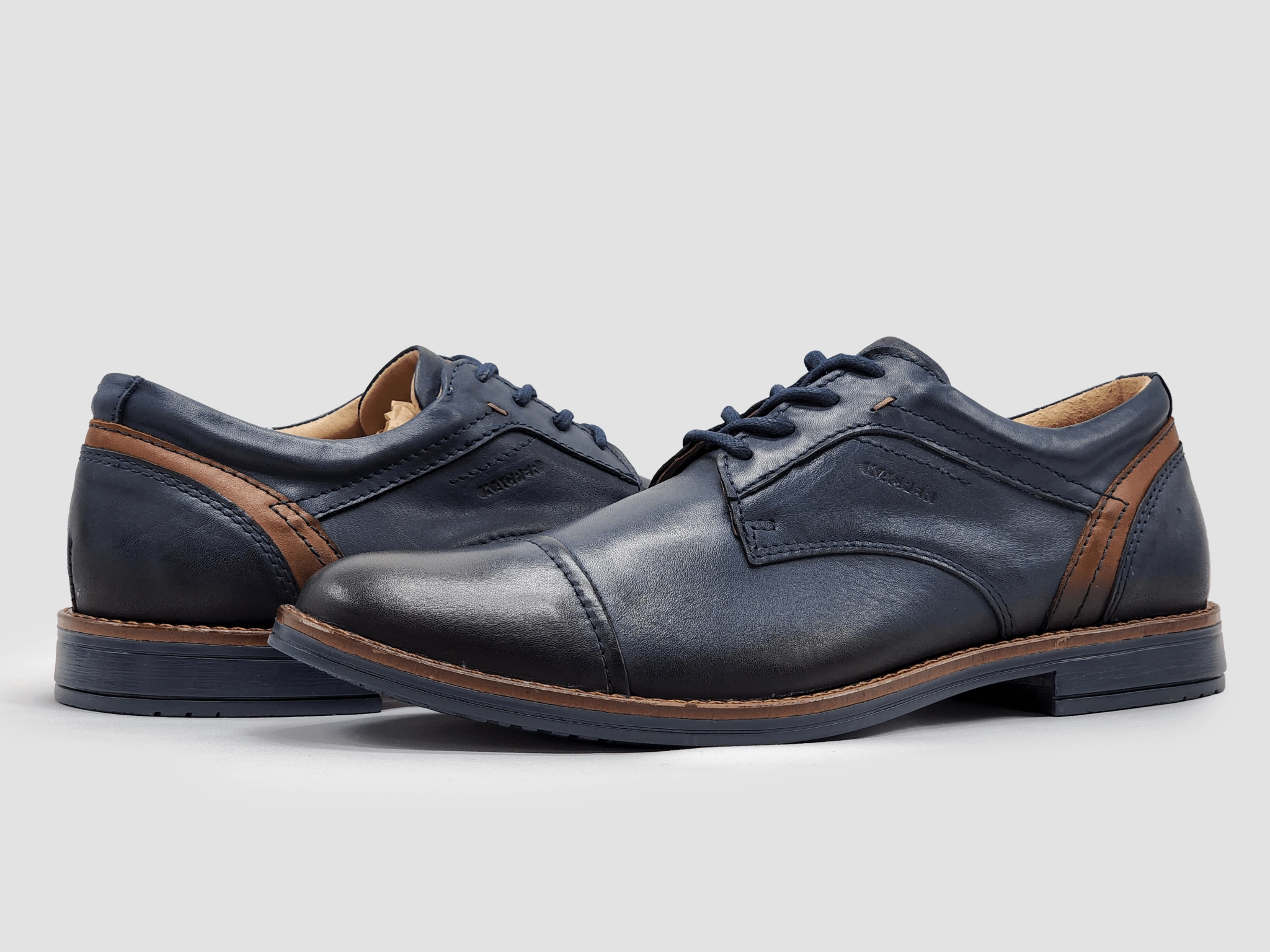 Men's Oxford Toe-Cap Leather Dress Shoes - Navy Oxford Athletic Club In Wexford