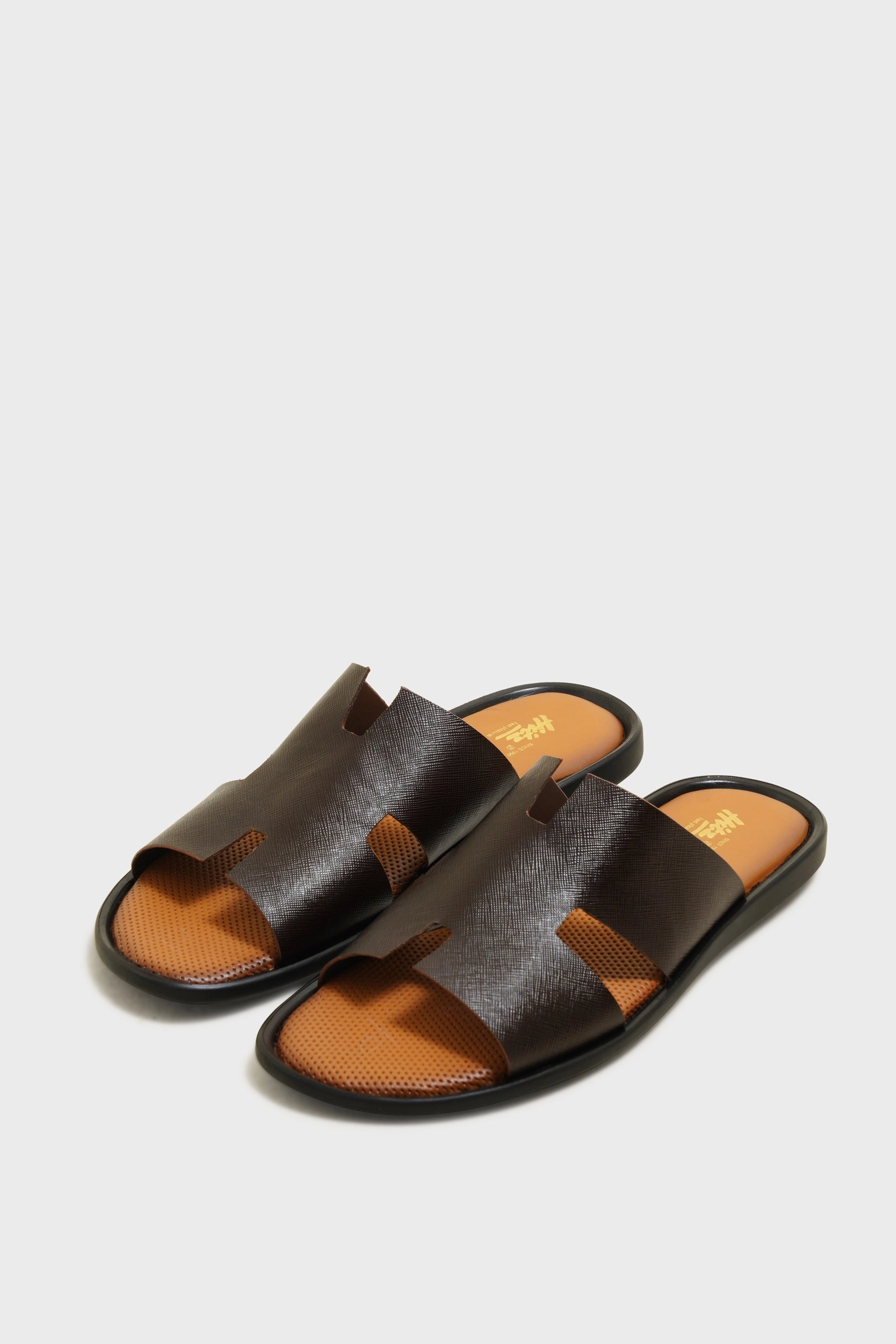 James Brown Leather Sliders Espadrille Slide Sandals