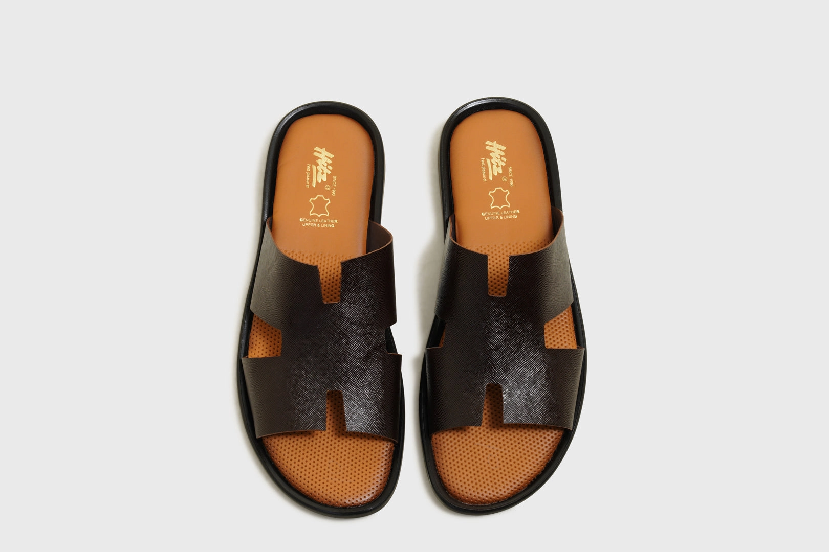 James Brown Leather Sliders Lounge Slippers