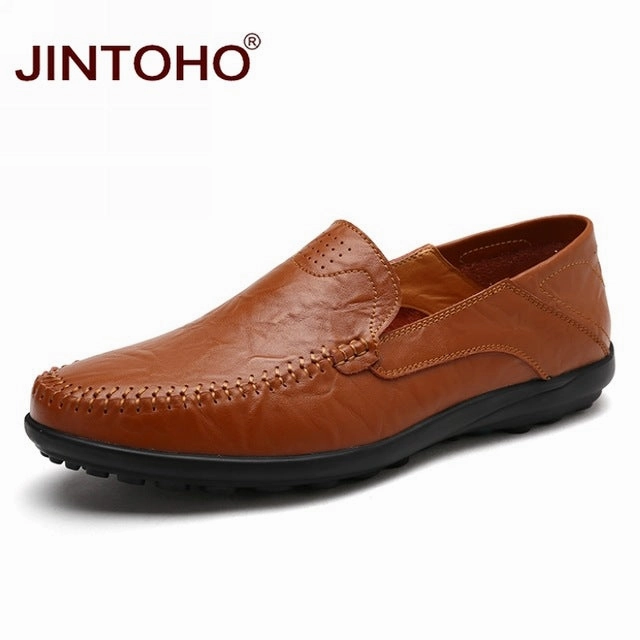 JINTOHO Men Casual Leather Shoes Brand Men Boat Shoes Fashion Men Genuine Leather Shoes Slip On Men Loafers Male Leather Shoes Styling Oxfords