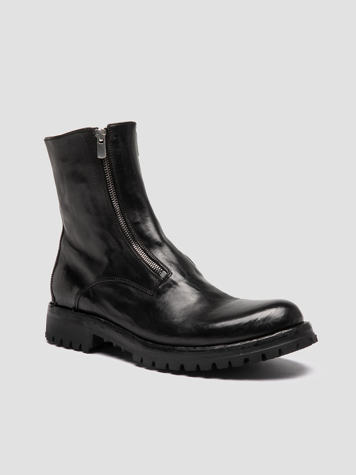 IKONIC 012 - Black Leather Zipped Boots Shoes Duck Boots