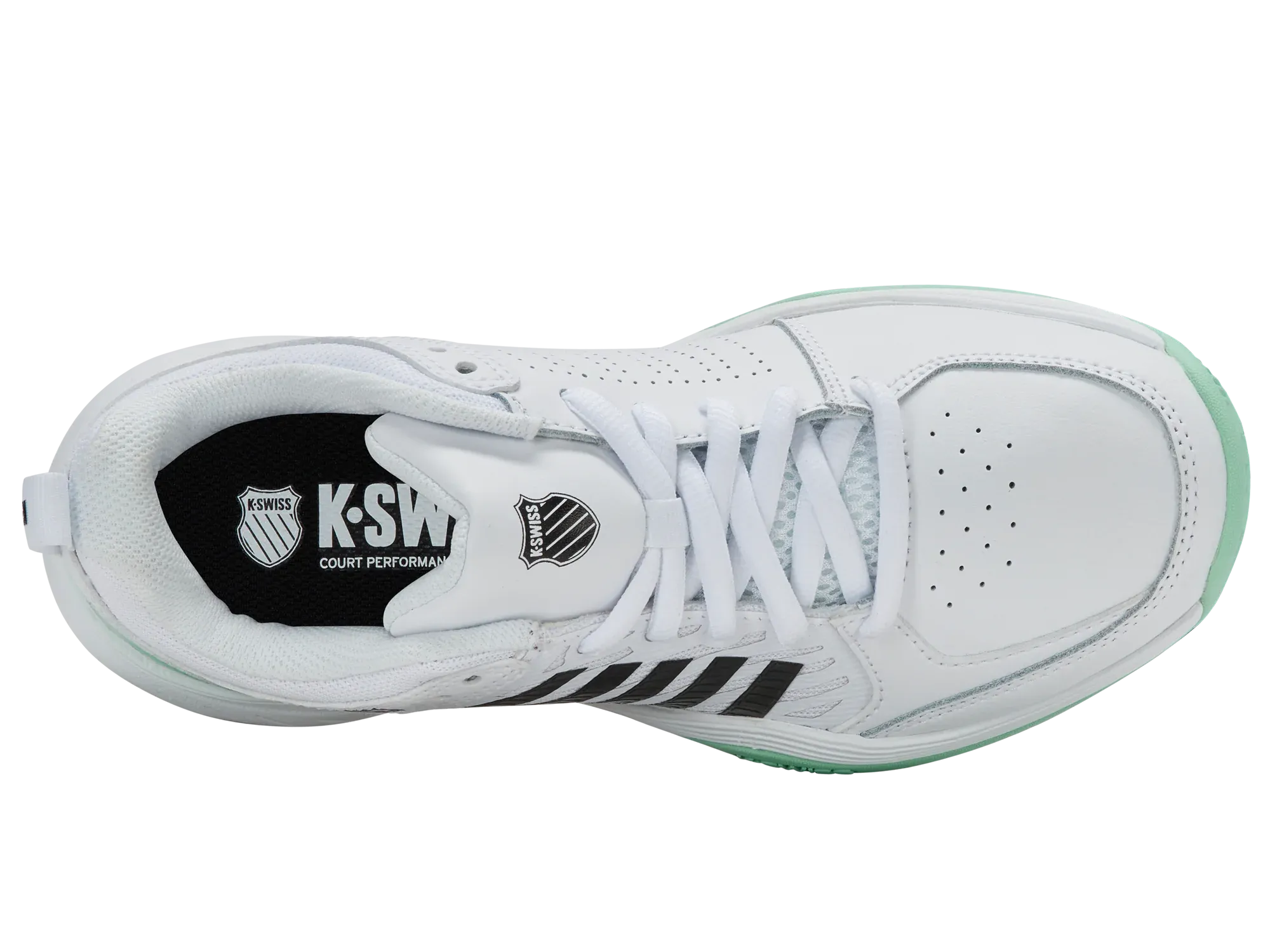 And Pink Tennis Shoes K-Swiss Court Express 2 Clay Ladies Tennis Shoe (White/Neon Mint/Black)