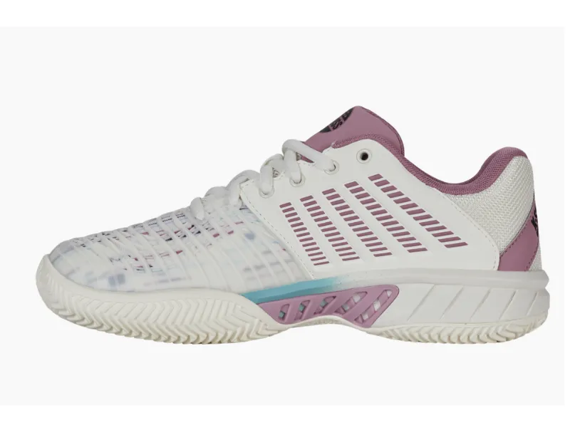 Hi Top Tennis Shoes K-Swiss Express Light 3 Padel Ladies Tennis Shoes (White/Purple)