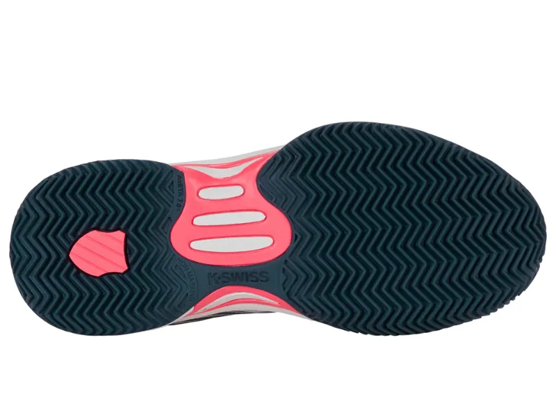 K-Swiss Hypercourt Express 2 Clay Kids Tennis Shoes (White/Stargazer/Neon) Venus Williams Tennis Shoes