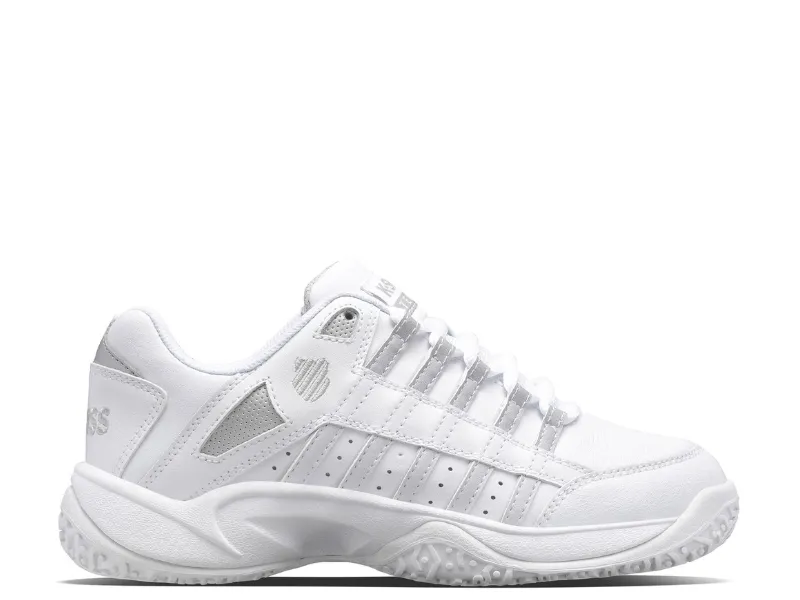 K-Swiss TFW Court Prestir Omni Ladies Tennis Shoe (White/Silver) Dance Tennis Shoes